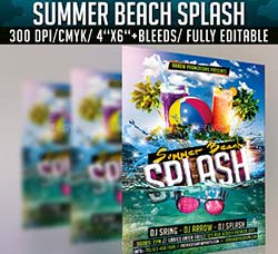 夏日海滩派对传单模板：Summer Beach Splash Flyer Template
